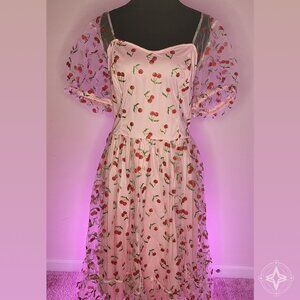 Cherry Glitter Mesh Dress Plus Size